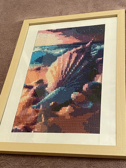 Tablou din pietricele - Scoică - lucrat manual (ramă inclusă) 32x23 cm