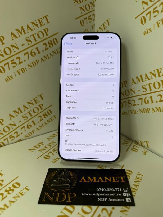 NDP Amanet Braila Iphone 16 Pro Max( 45310)