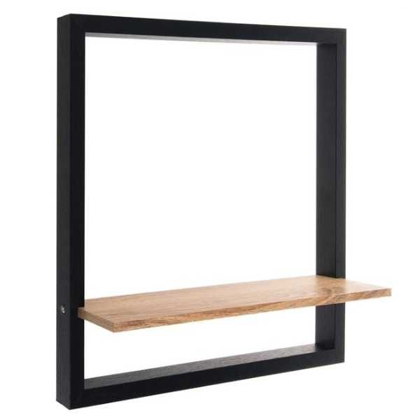 Декоративен рафт с черна рамка Mercado Trade, Дърво