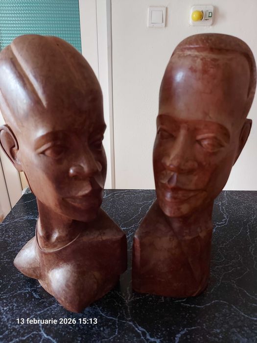 Set statuete ,, el si ea ,,din lemn de palisandru , inalte 31cm