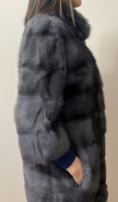Норковая шуба серого цвета