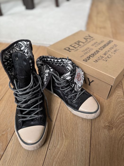 Replay водоустойчиви кецове боти черни с каракул 37 номер топли