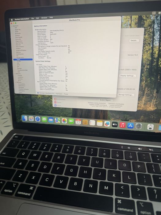 Macbook Pro 13 2020 16Gb Ram Quad core 500GB SSD