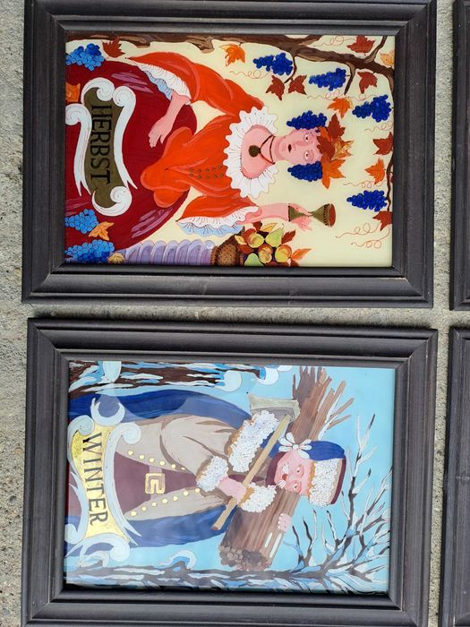 set anotimpurile pictura pe sticla 27/36 cm