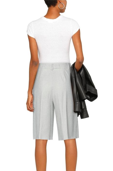 Бермуди XS/S/36размер сребристи официални къси панталонки висока талия