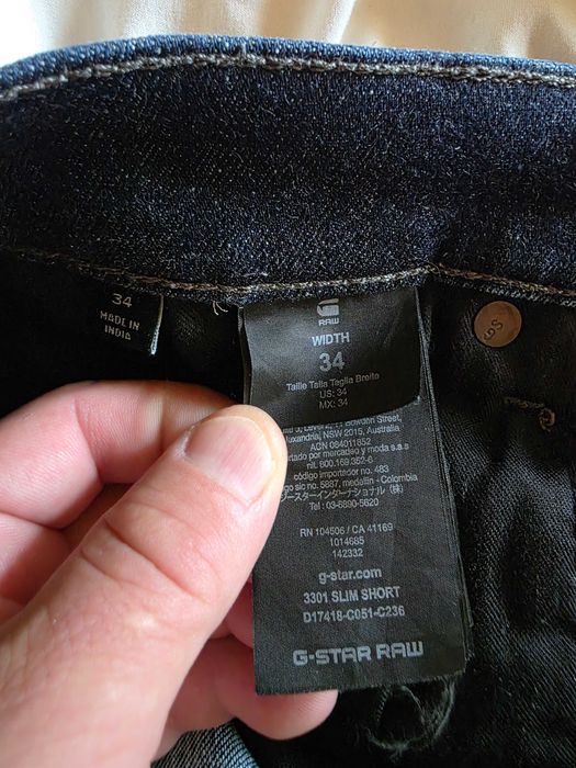 G-STAR RAW 3301 Slim Denim Shorts Мъжки Къси Панталони Ежедневни L,34