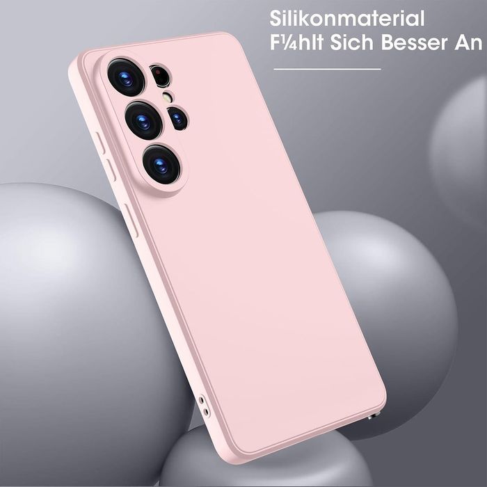 Матов силиконов кейс за samsung galaxy s26 ultra - розов - със защита