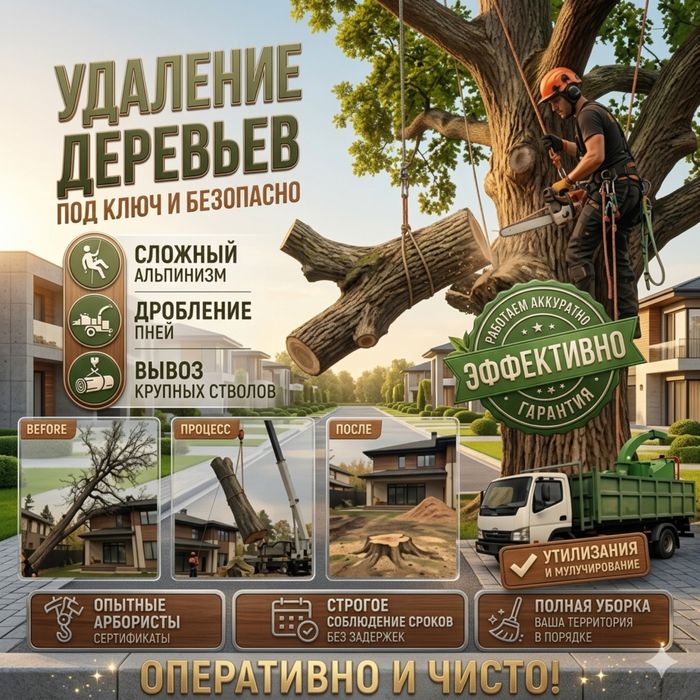 Спил деревьев с вывозом