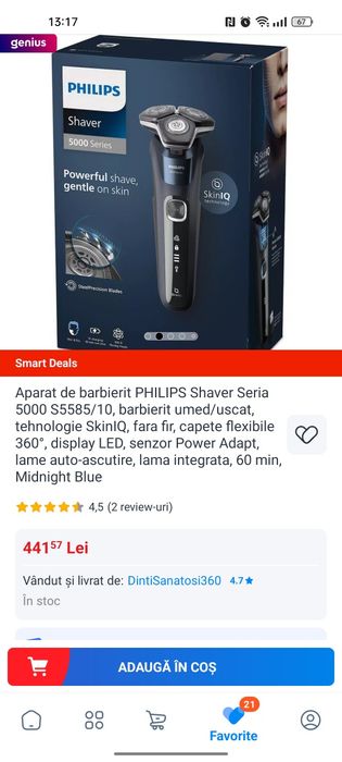 Vând aparat de ras Philips S5000