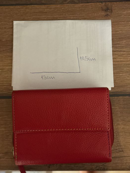 Червено портмоне естествена кожа