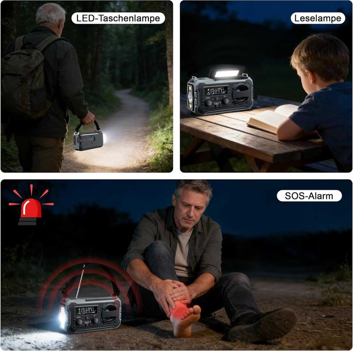 radio FM AM cu lanterna si baterie solara 10000 mAh