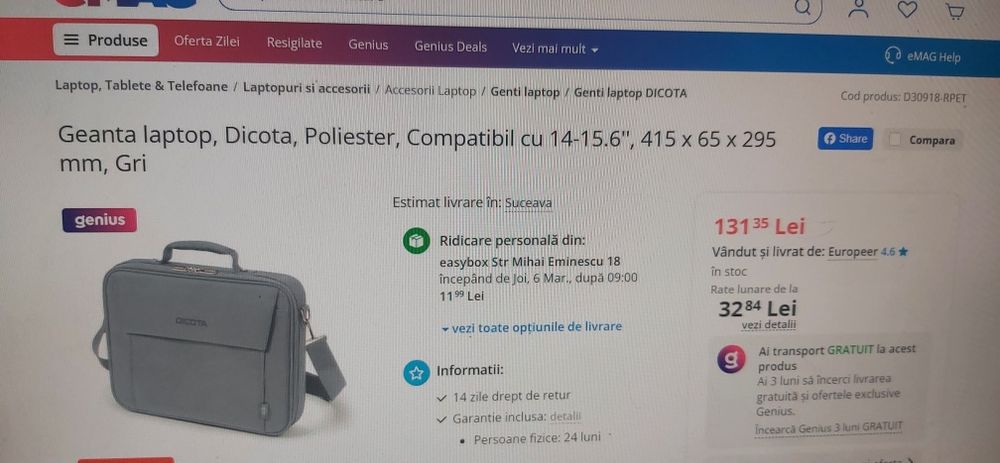Geanta laptop Dicota