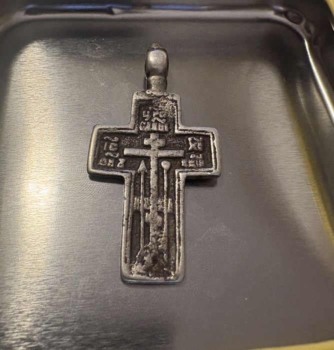 Cruce ortodoxa ruseasca veche din argint-cca. 1850-medalie de soldat