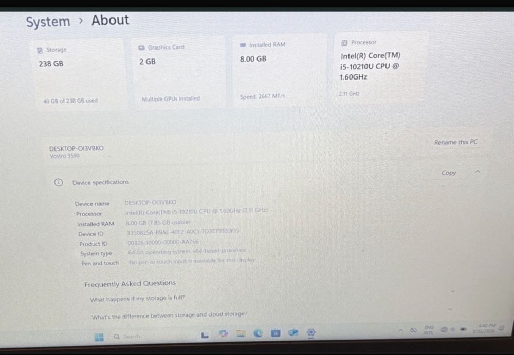 Laptop Dell Vostro 3590