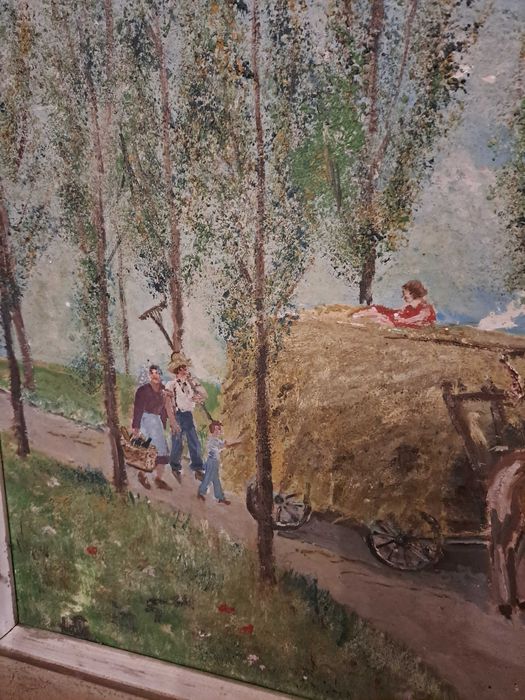 Tablou pictura pe lemn 57/44 cm semnat Lucien Metraux