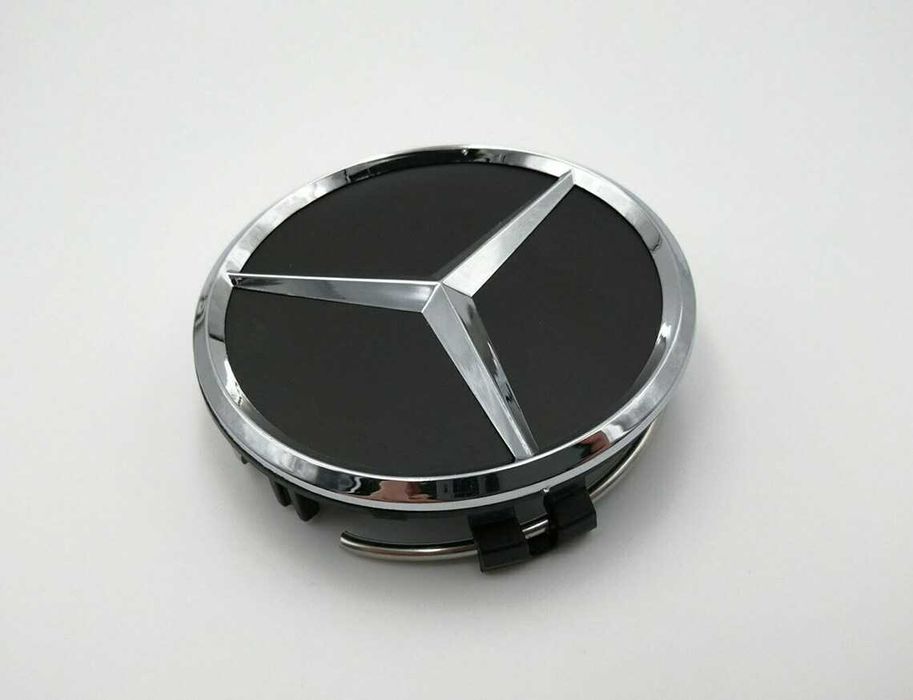 капачки за джанти за мерцедес Mercedes 75мм черни гланц хром 4 броя