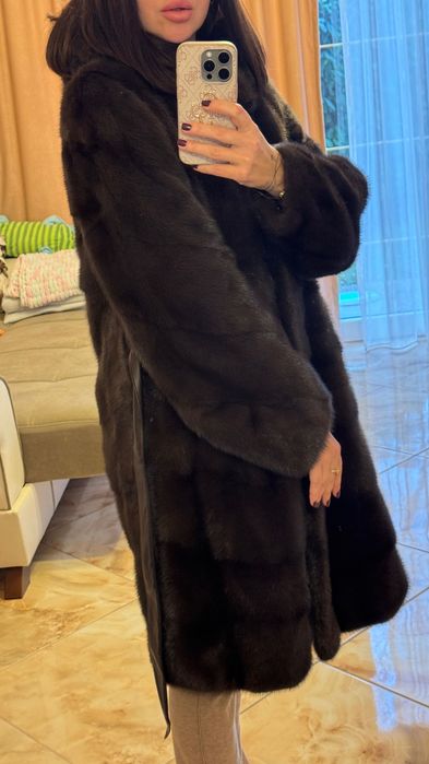 #131 Палто от норка.L/XL.Визон. Естествена кожа с косъм.