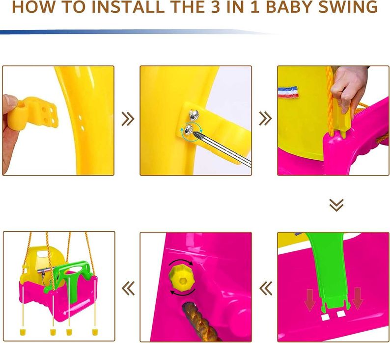 Детска люлка 3-в-1 KINSPORY – расте заедно с детето (тъмно розова)