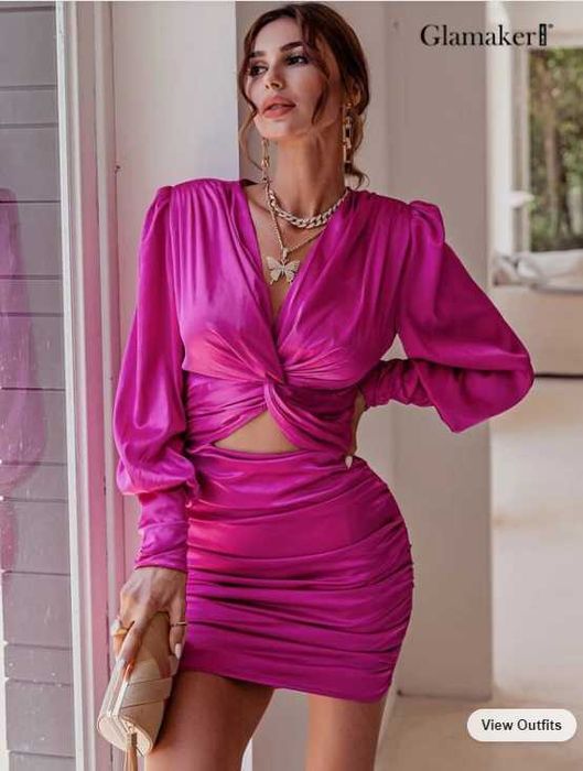 Rochie petrecere roz sidefat