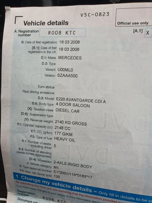 Mercedes benz  e220  2008 anglia