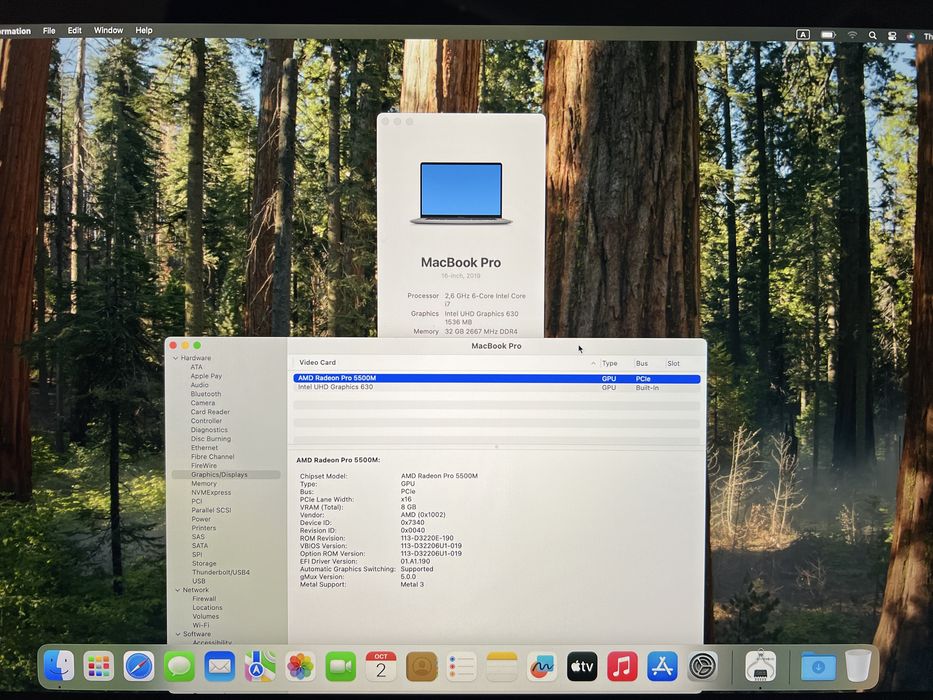 Като HOB MacBook Pro 16" 2019 2.6i7 32GB RAM 8GB Video 1TB