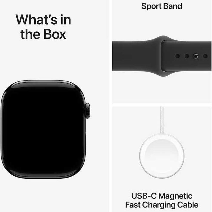 Apple Watch Series 11 [LTE | 42 | SIGILAT | GARANTIE] GPS + Cellular, Carcasa Diamond Black Aluminiu 42mm SIGILAT, curea sport S/M 130-190mm