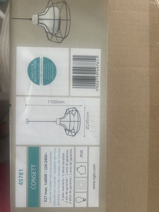 Lampă suspendată EGLO Consett 49781 – Nouă, în cutie
