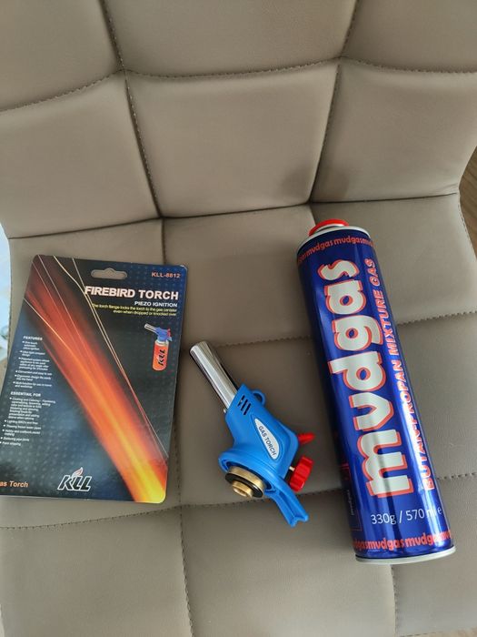 Arzător + butelie Gaz 500ml / Ideal grătar Aprinzător Cărbuni , Camping Drumeție etc