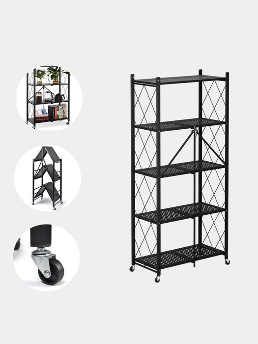 Стеллаж складной шкаф кухонный металлический на колесиках