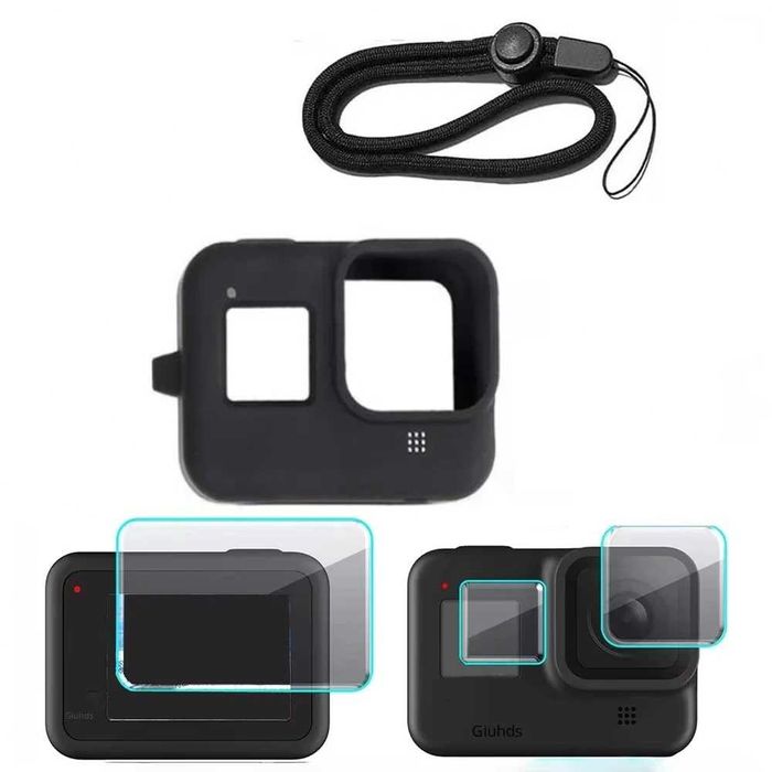 Husa silicon + folie sticla display (2) camera GoPro 8 Hero 8 Black