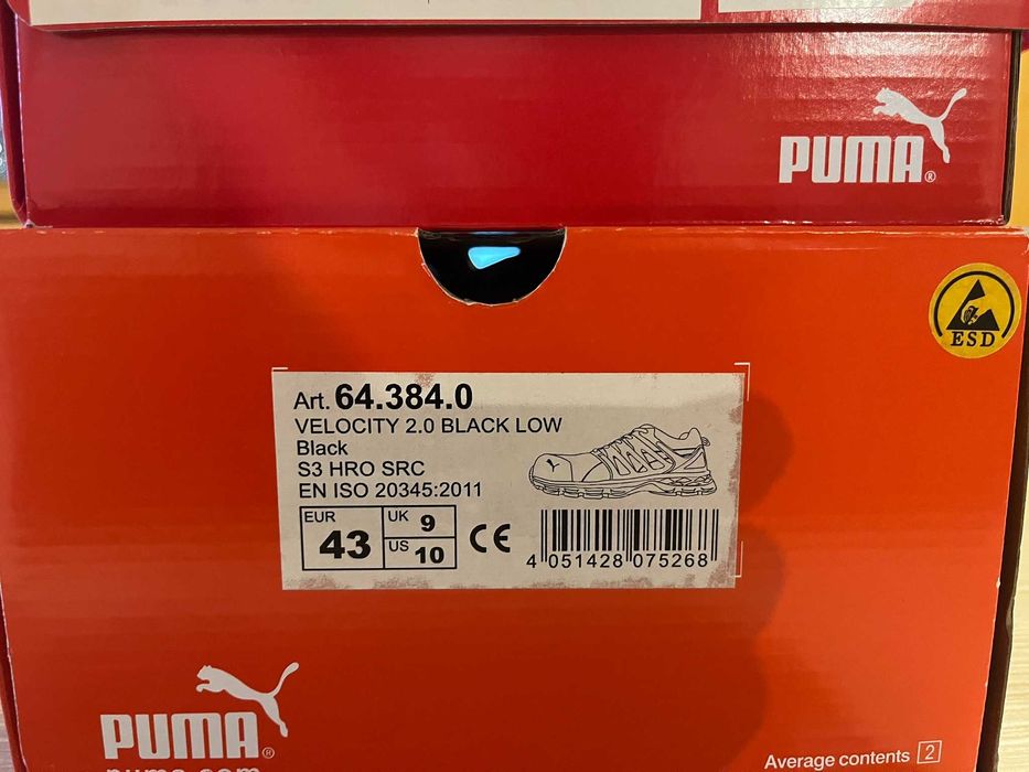 Изгодна цена за нови Работни обувки PUMA VELOCITY 2.0 BLACK LOW S3 ESD