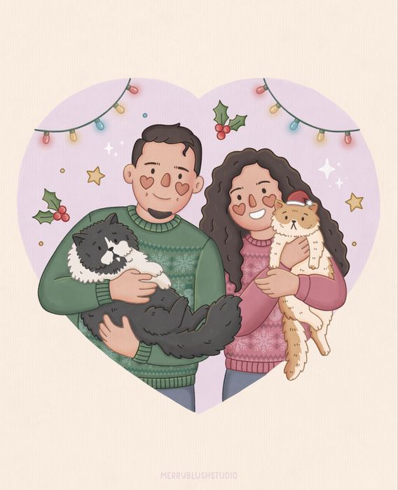 Подарък за Свети Валентин, Карикатура, Дигитален портрет по снимка