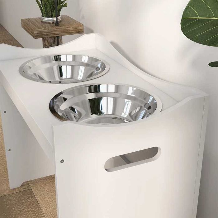 Станция за хранене на кучета PawHut, 2 купички от неръждаема стомана