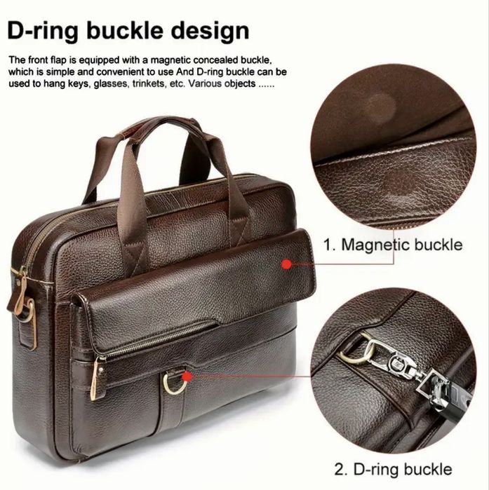 Мъжка универсална бизнес чанта за лаптоп15”/Естест. кожа -11% Промоция