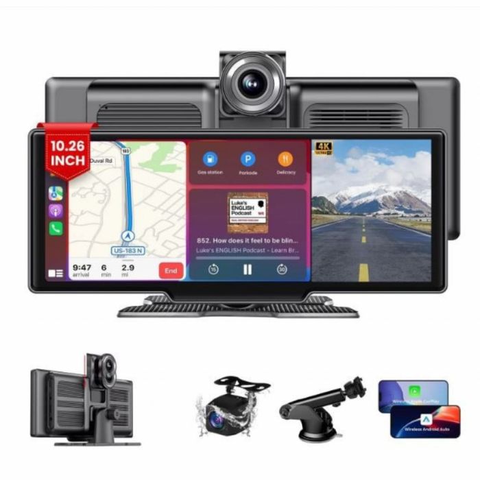 ЛИКВИДАЦИЯ!  Мултимедия H605D-DVR CarPlay Android/iOS Auto 10.26" с 2 камери, DVR запис и безжична връзка.