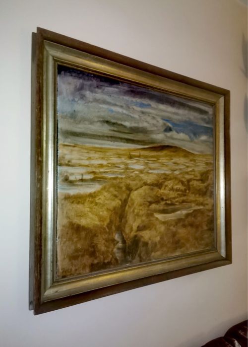 Картина масло фазер пейзаж Есен голяма размери 85х95 см. дървена рамка