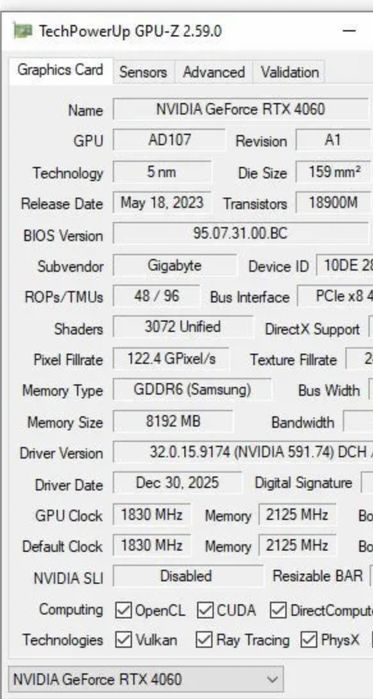 Gigabyte Nvidia GeForce RTX 4060
