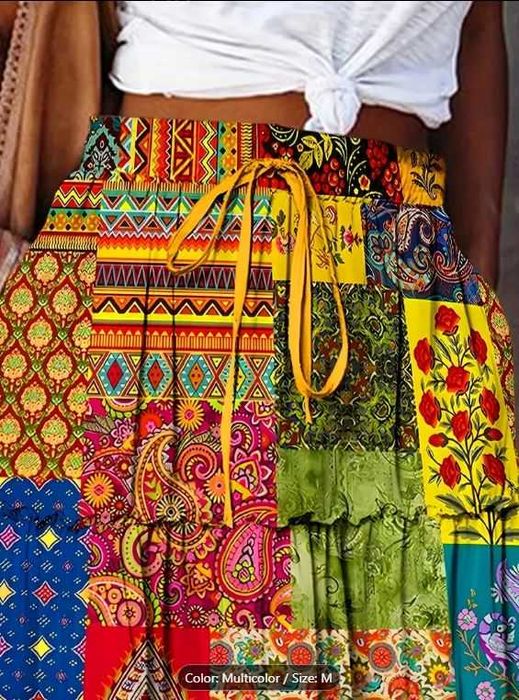 Дълга лятна пола - цветна, шарена, на цветя, червена,жълта