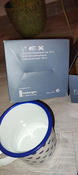 Set cani de colecție din email cu model cu inimi albastre, "St. Pauls