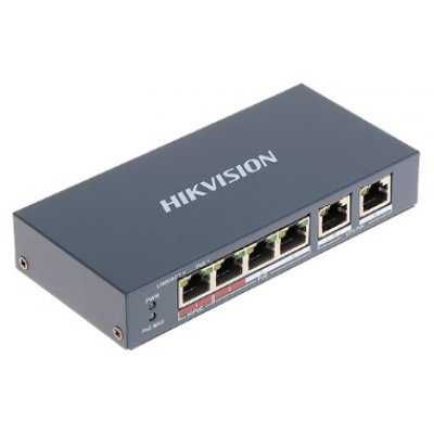 Switch 4 porturi PoE+ 2 Uplink Hikvision DS-3E0106HP-E nou sigilat