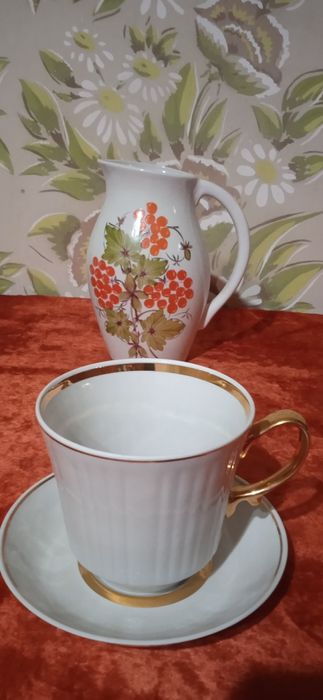 Касушки перламутровые, Бокал-супница фарфоровая,,Сирень,-советские