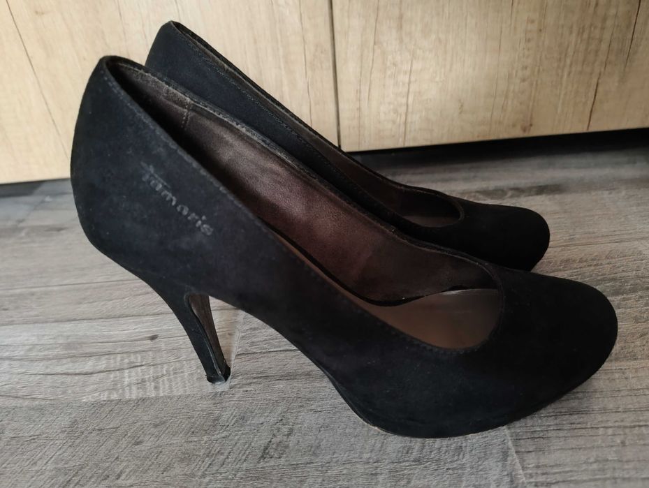 Pantofi negri Tamaris nr38 piele întoarsă