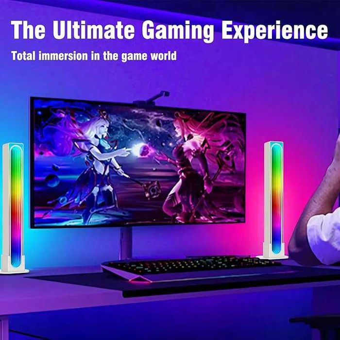 Pachet 2 lampi inteligente LED RGB Light Bar Sincronizare Muzica NEGRU