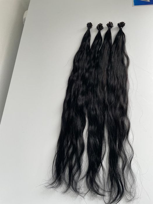 Extensii cheratina negru#1,50cm par natural 100% set 100 suvite