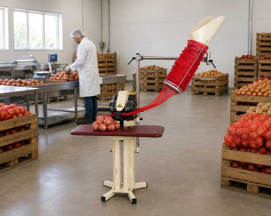Masina ambalat fructe si legume in plasa tubulara-Varianta electrica