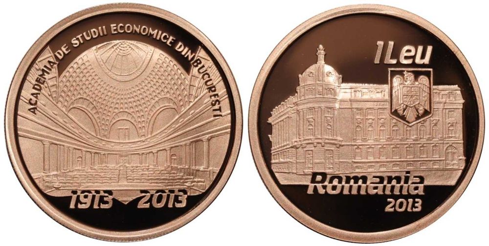 Moneda BNR 1 leu tombac ASE gradata NGC PF 70 UC Top Pop