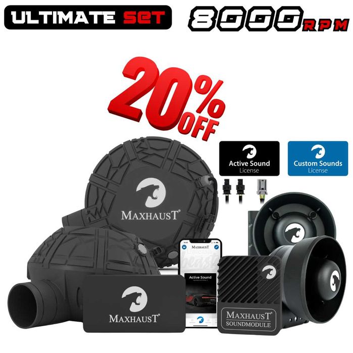 Maxhaust v4 ULTIMATE немска Active Sound V8 звук спортна генерация