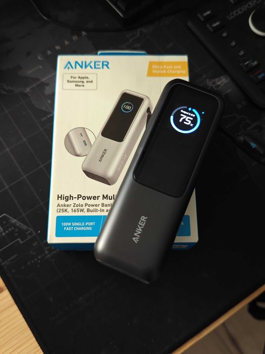 Baterie Externă Anker Zolo 25.000mAh, 165W, USB-C Retractabil, Noua