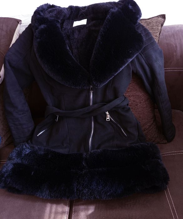 Дамско черно дълго  яке