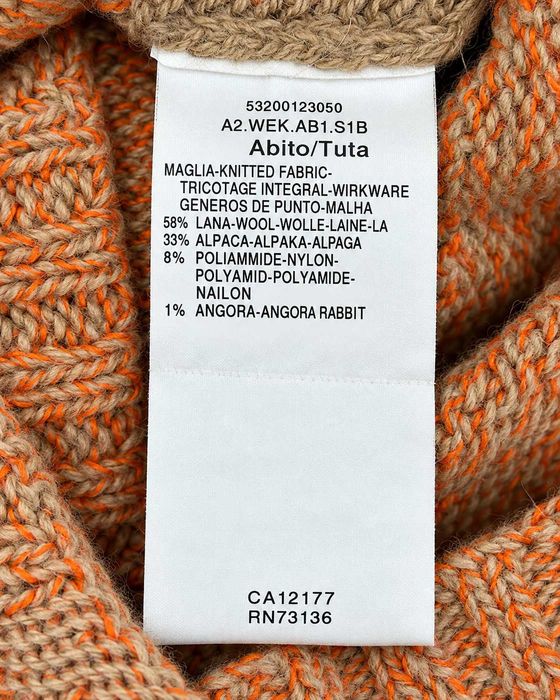 Rochie tricotată Weekend Max Mara damă, bej-taupe cu portocaliu, lână și alpaca, mărimea L